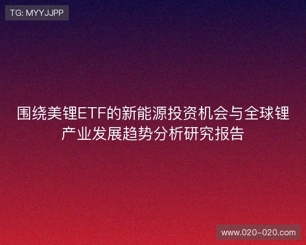 围绕美锂ETF的新能源投资机会与全球锂产业发展趋势分析研究报告